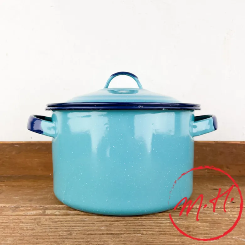 Pot à bouillon émail turquoise