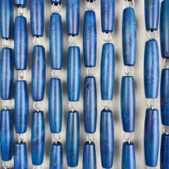 Rideau portière en perles de buis bleues