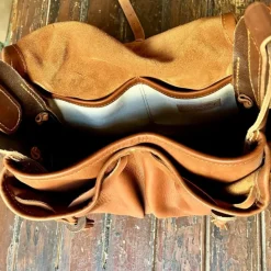 Sac bandoulière en cuir marron (petit modèle)