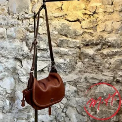 Sac bandoulière en cuir marron (grand modèle)