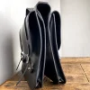 Sacoche cartable double de vélo en cuir noir