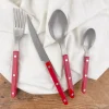 Set de 4 couverts rouge bordeaux effet mat
