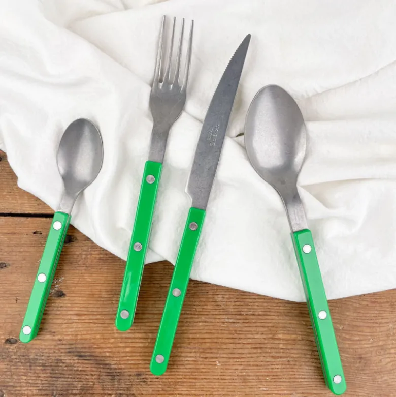 Set de 4 couverts verts effet mat