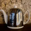 Théière en acier et porcelaine blanche 1L