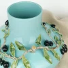 Vase bleu turquoise olives
