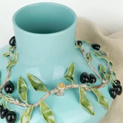 Vase bleu turquoise olives