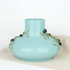 Vase bleu turquoise olives
