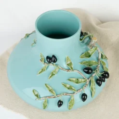 Vase bleu turquoise olives