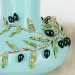 Vase bleu turquoise olives